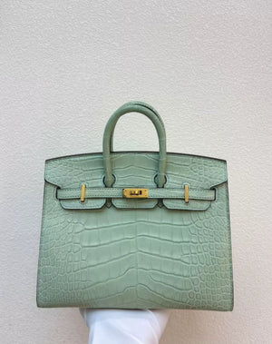 Hermès Birkin 20 Vert dEau Matt Alligator Gold Hardware