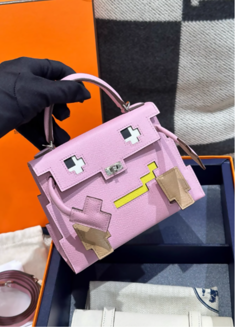 Hermès Picto Kelly Doll Quelle Idole Mauve Sylvestre, Lime, Nata and Chai Epsom Palladium Hardware