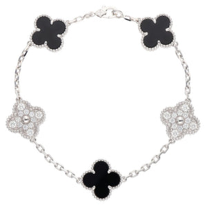 Van Cleef  Arpels K18WG 5P Onyx/Diamond Bracelet VCARP2R900 Vintage Alhambra