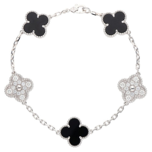 Van Cleef  Arpels K18WG 5P Onyx/Diamond Bracelet VCARP2R900 Vintage Alhambra