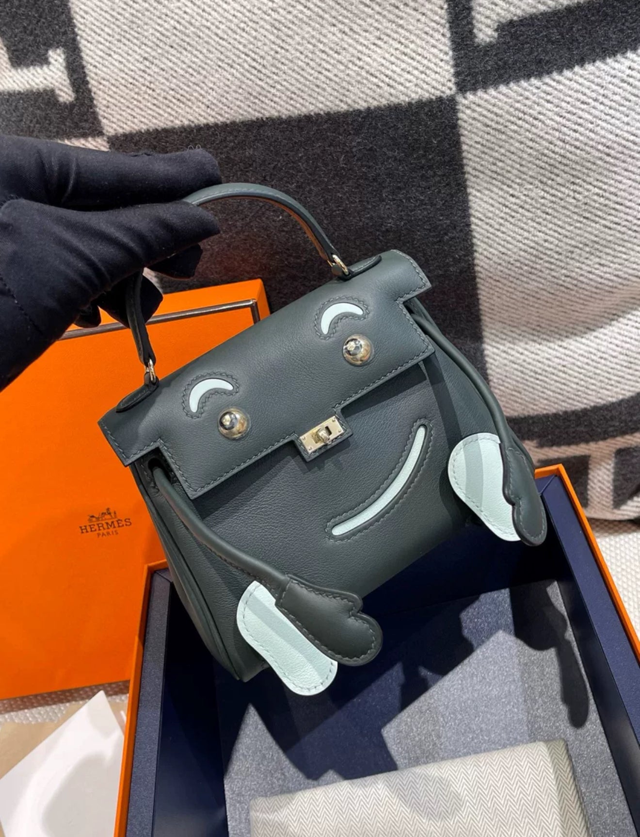 Hermès kelly doll Vert Fonce/Peppermint Swift Leather Palladium hardware Bag