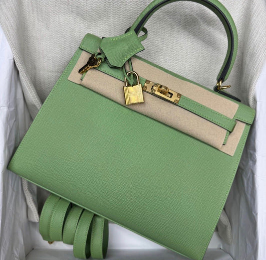 Hermes Kelly 25 Vert Criquet Epsom Gold hardware