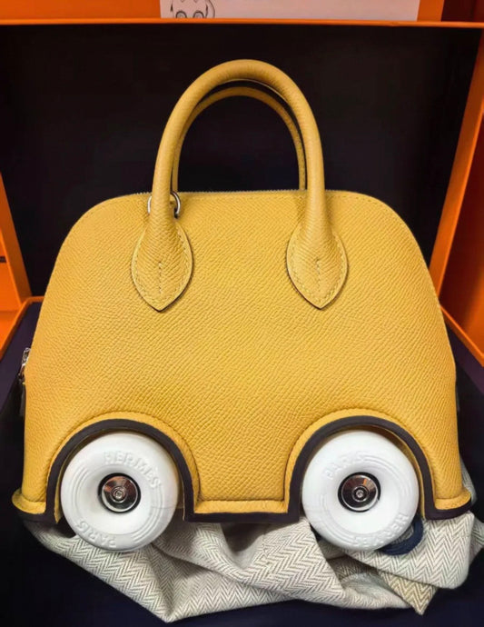 Hermès Bolide on Wheels 1923 yellow / White Epsom Leather Palladium Hardware