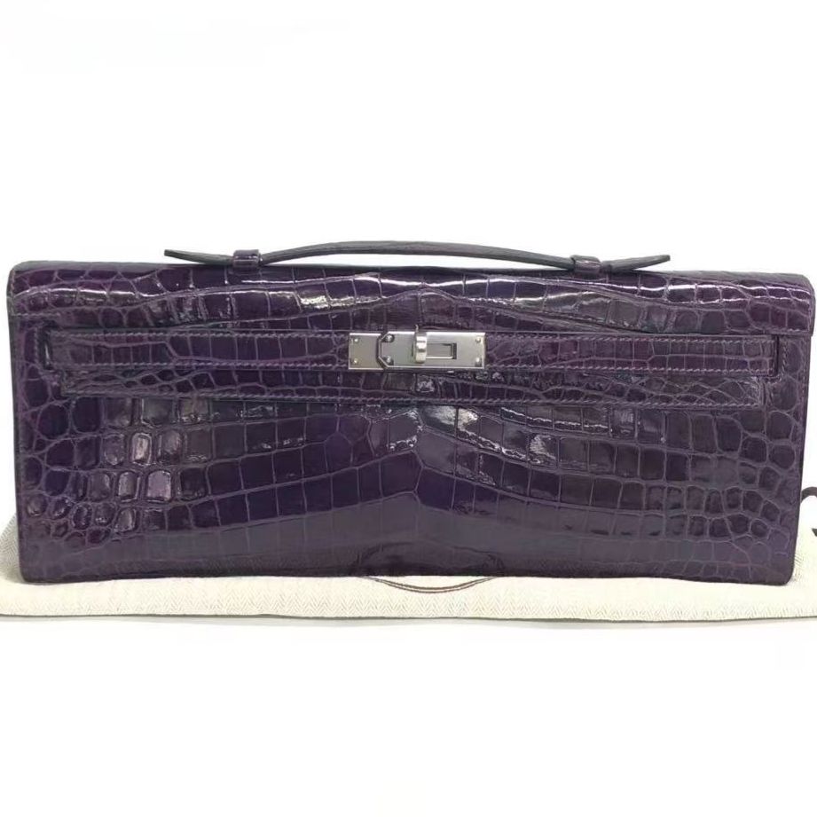 Hermes Kelly cut amethyst shiny nilotocus palladium hardware