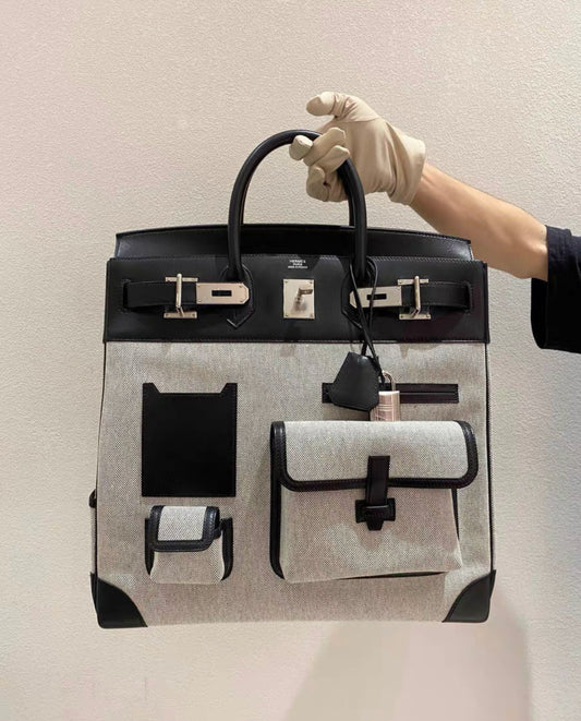 Hermès Cargo HAC Birkin 40 Black Box  Toile with Palladium Hardware Bag
