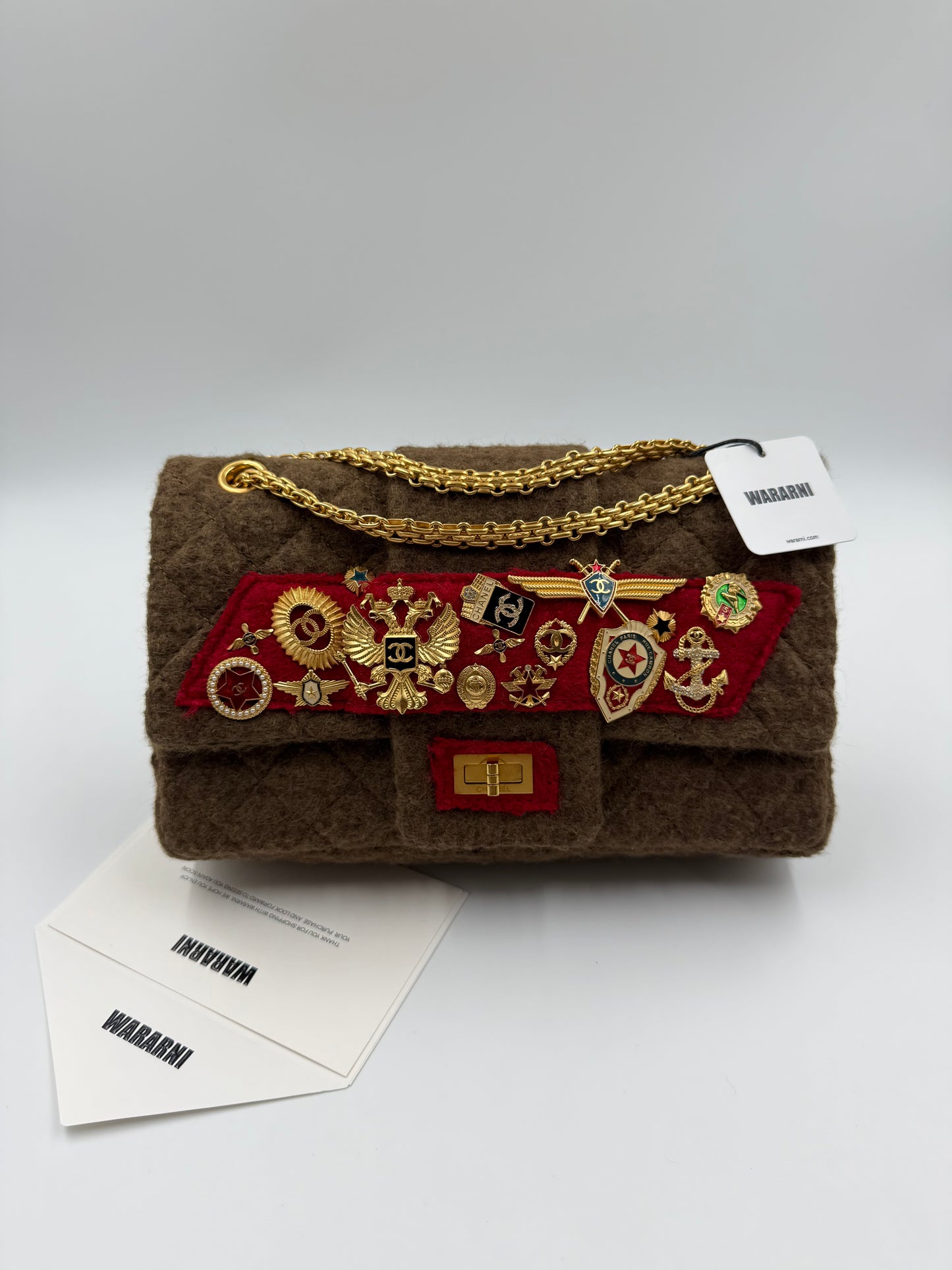 Rare Chanel 2009 Pre-fall Paris Moscow 2.55 badge bag