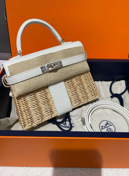 Hermès Kelly Mini Picnic White Swift Leather Palladium Hardware