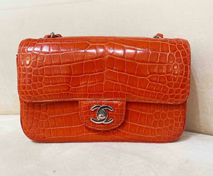 Chanel Orange Alligator mini Flap Bag
