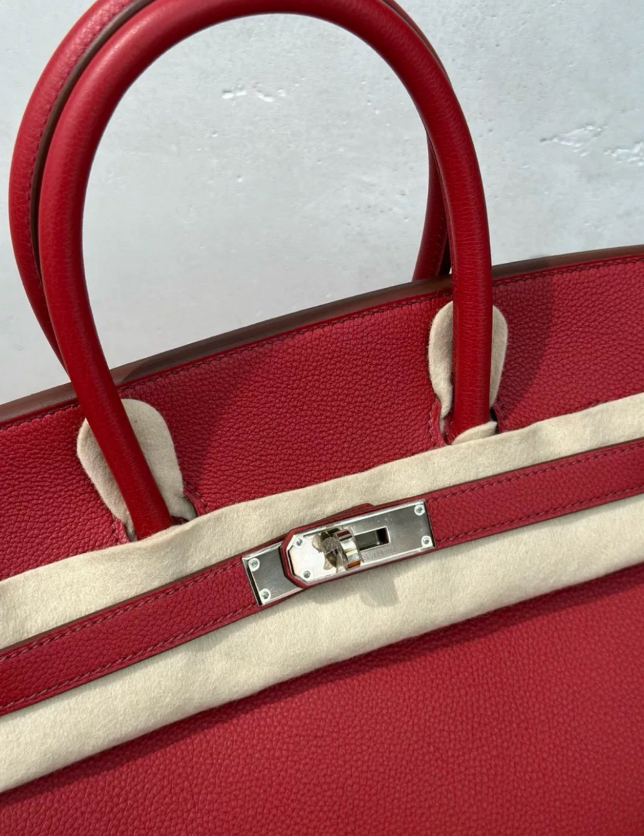 Hermes Birkin 35 Red Togo Leather Palladium Hardware