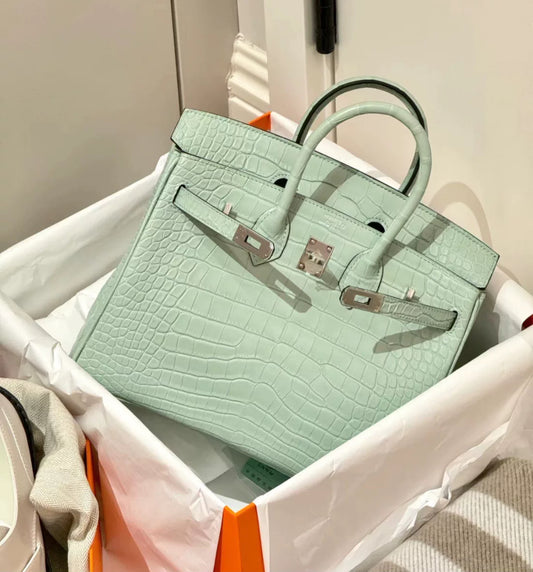 Hermès Birkin 25 Vert dEau Matt Alligator Palladium Hardware