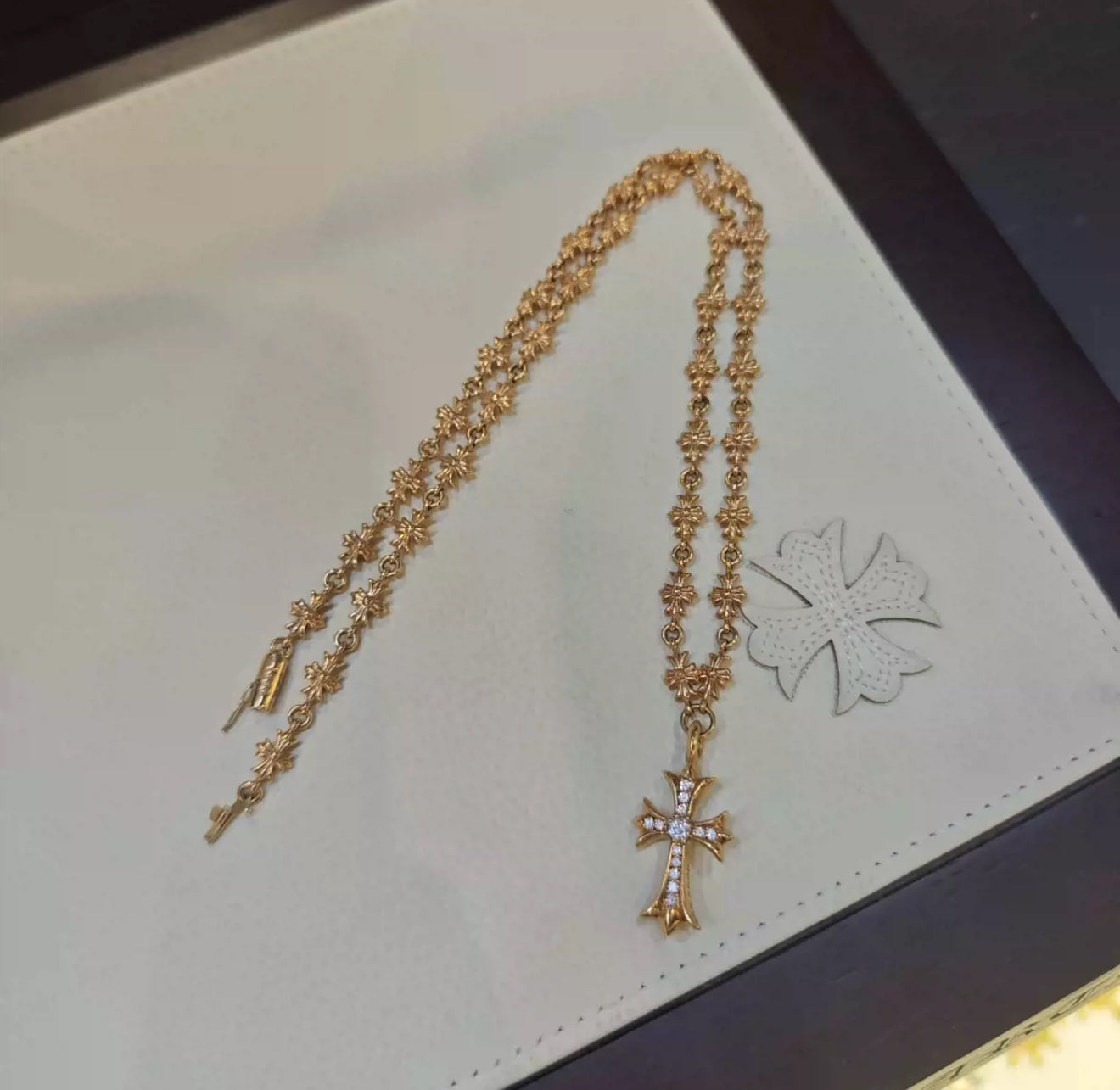Chrome Hearts 22K Diamond Cross Pendant Necklace