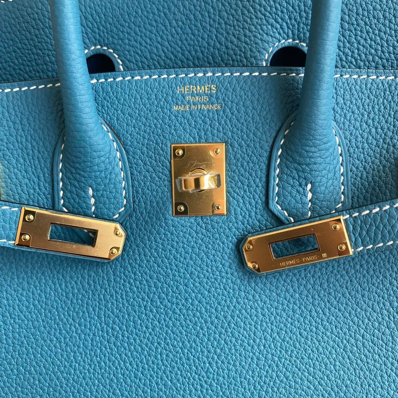 Hermes Birkin 25 blue jean Togo leather Gold hardware