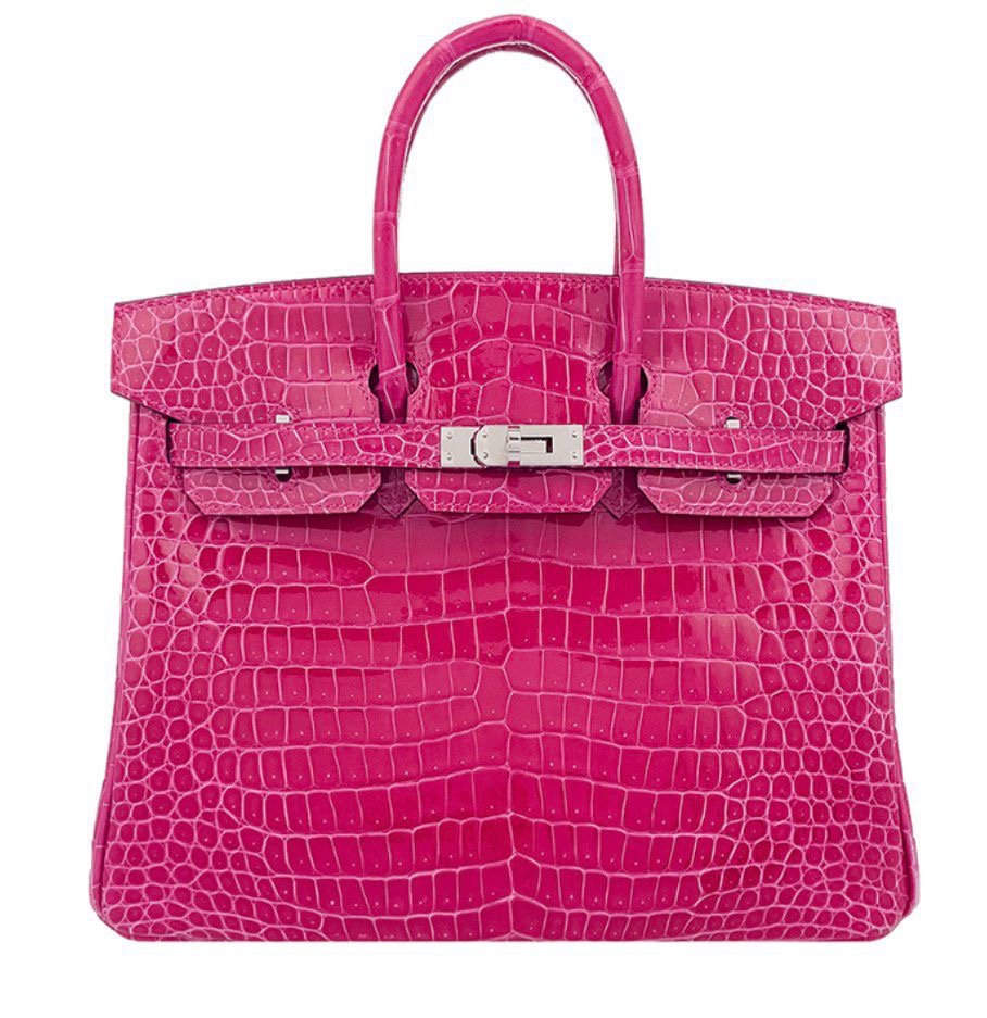 Hermes Birkin 25 Rose Mexico Shiny Porosus Palladium hardware