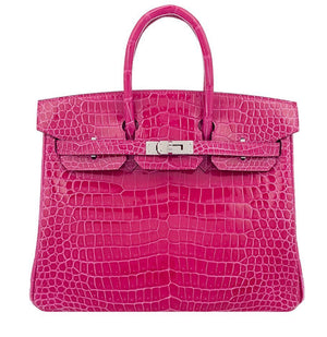 Hermes Birkin 25 Rose Mexico Shiny Porosus Palladium hardware