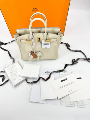 Hermes Birkin 25 Craie Swift leather gold hardware