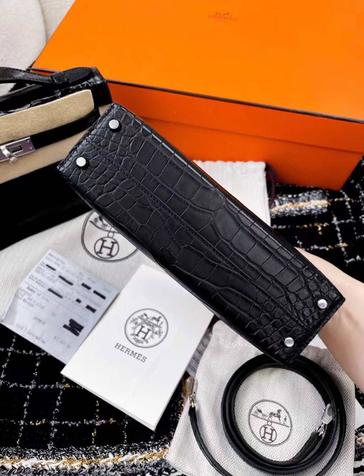 Hermes Mini Kelly 20 Black Matte Alligator Palladium Hardware