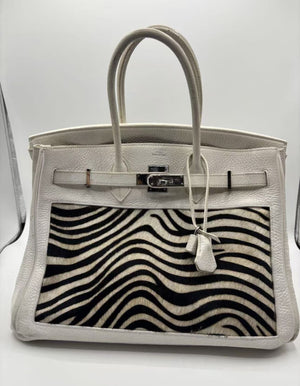 Rare Hermès Birkin 35 White Zebra palladium hardware