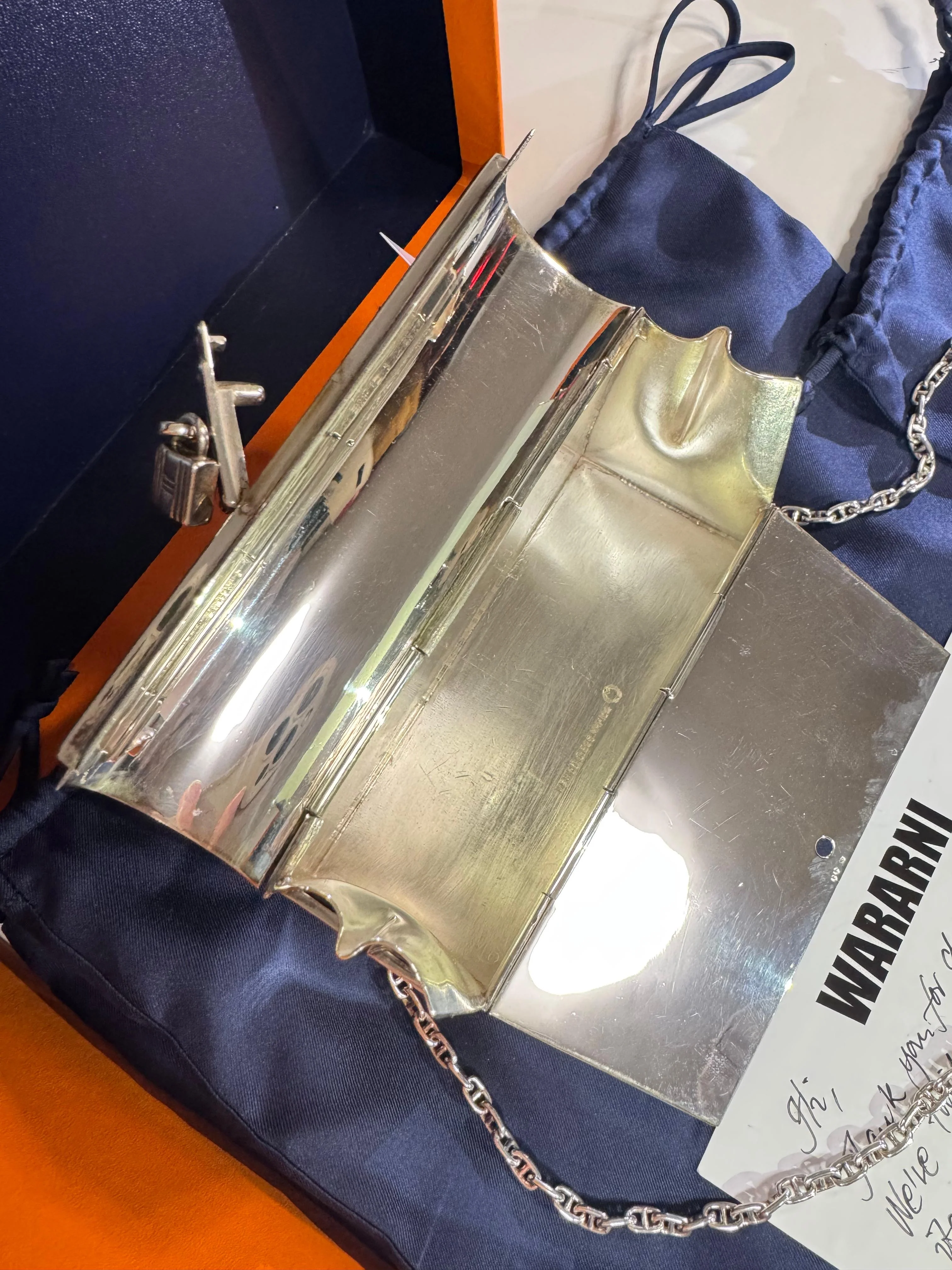 Hermès Kelly 15 Sterling Silver Vintage Limited Edition with Chaine d’Ancre Strap