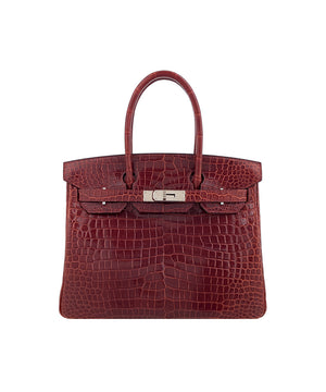 Hermes Birkin 30 Rouge H Shiny Crocodile leather palladium hardware