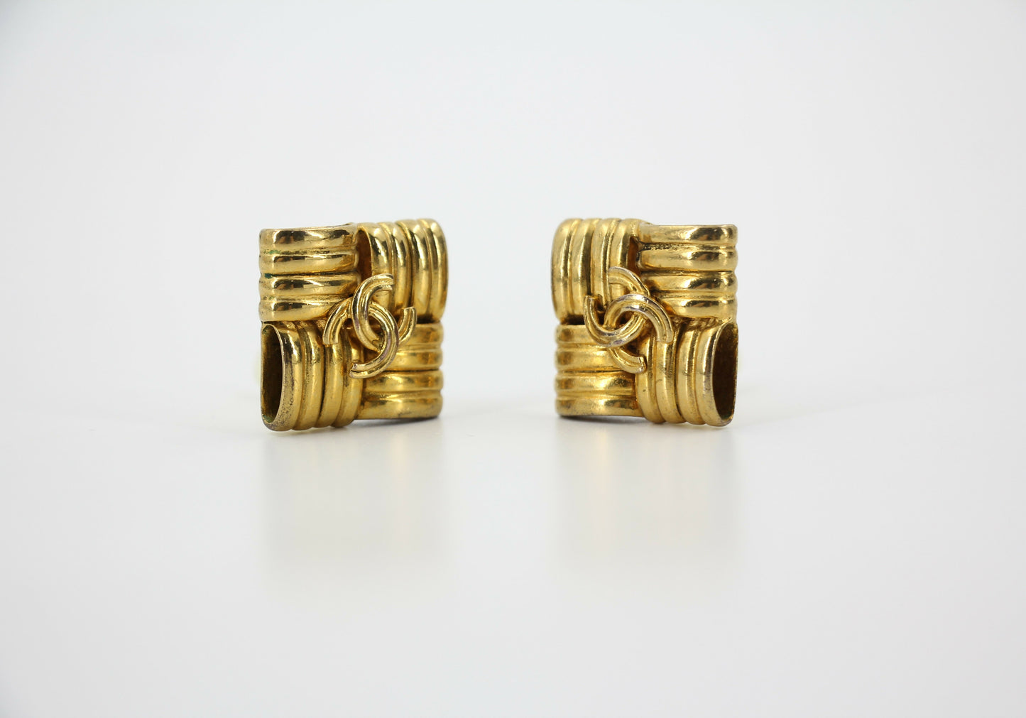 Chanel Vintage 96P Gold-plated Diamond-shaped Clip-on Earrings
