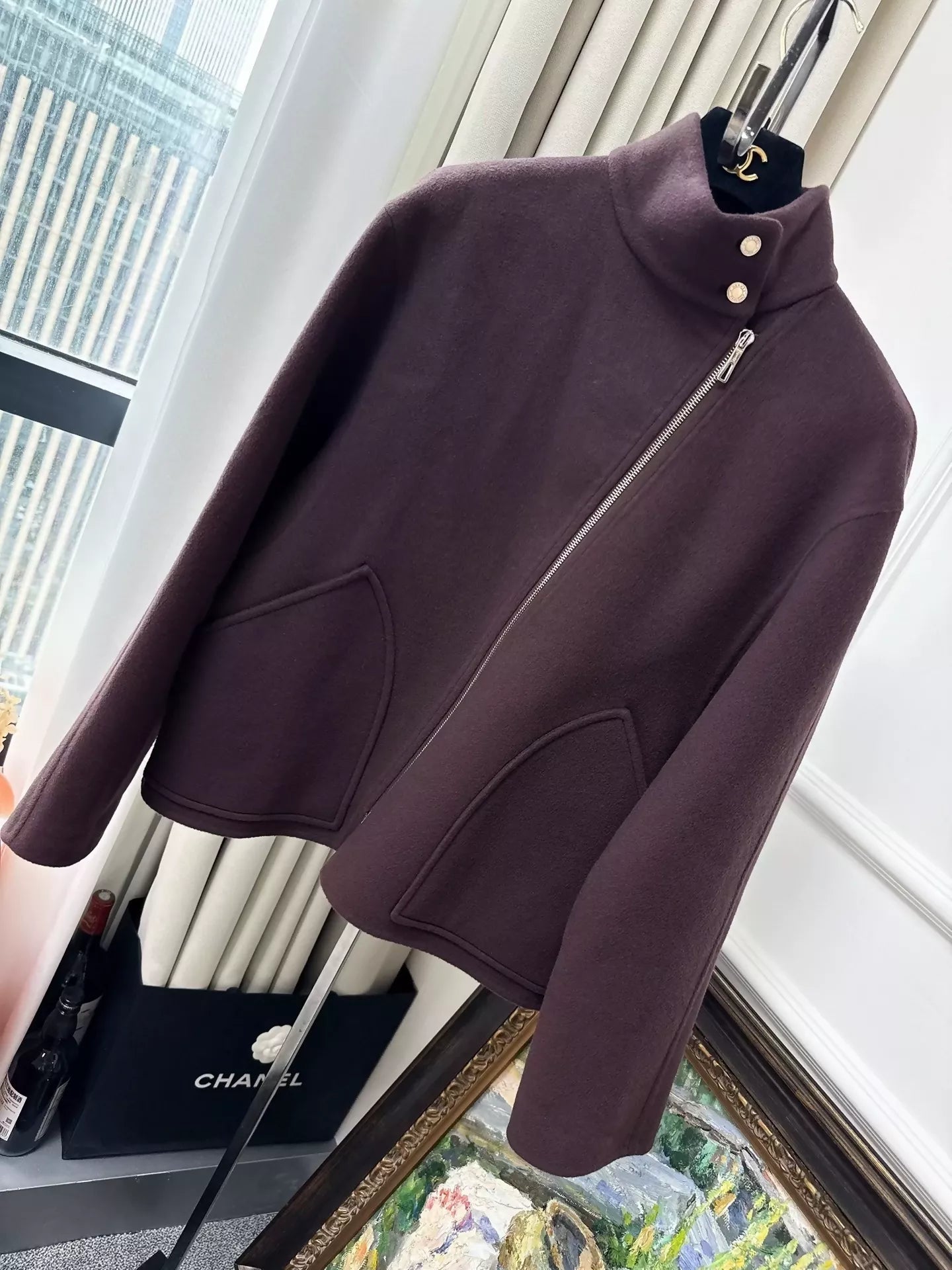 Hermes Burgundy Cashmere Jacket