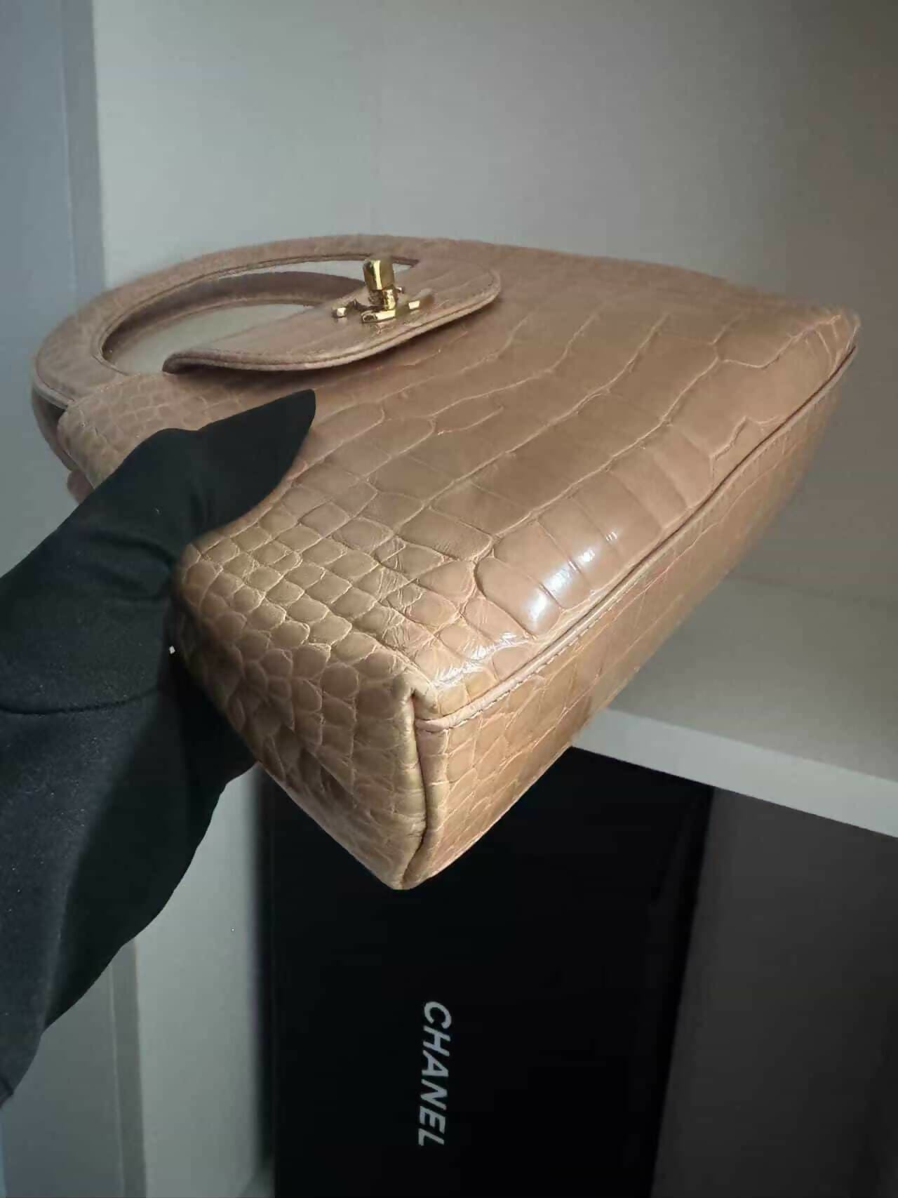 Chanel Vintage Mini Top Handle in Blush Alligator (Series 2)