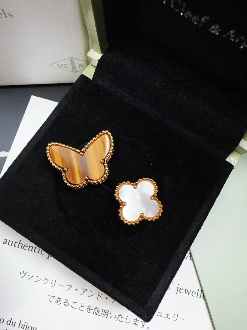 Van Cleef  Arpels VCA Mother of Pearl and Tigers Eye Ring, Ring Size 51