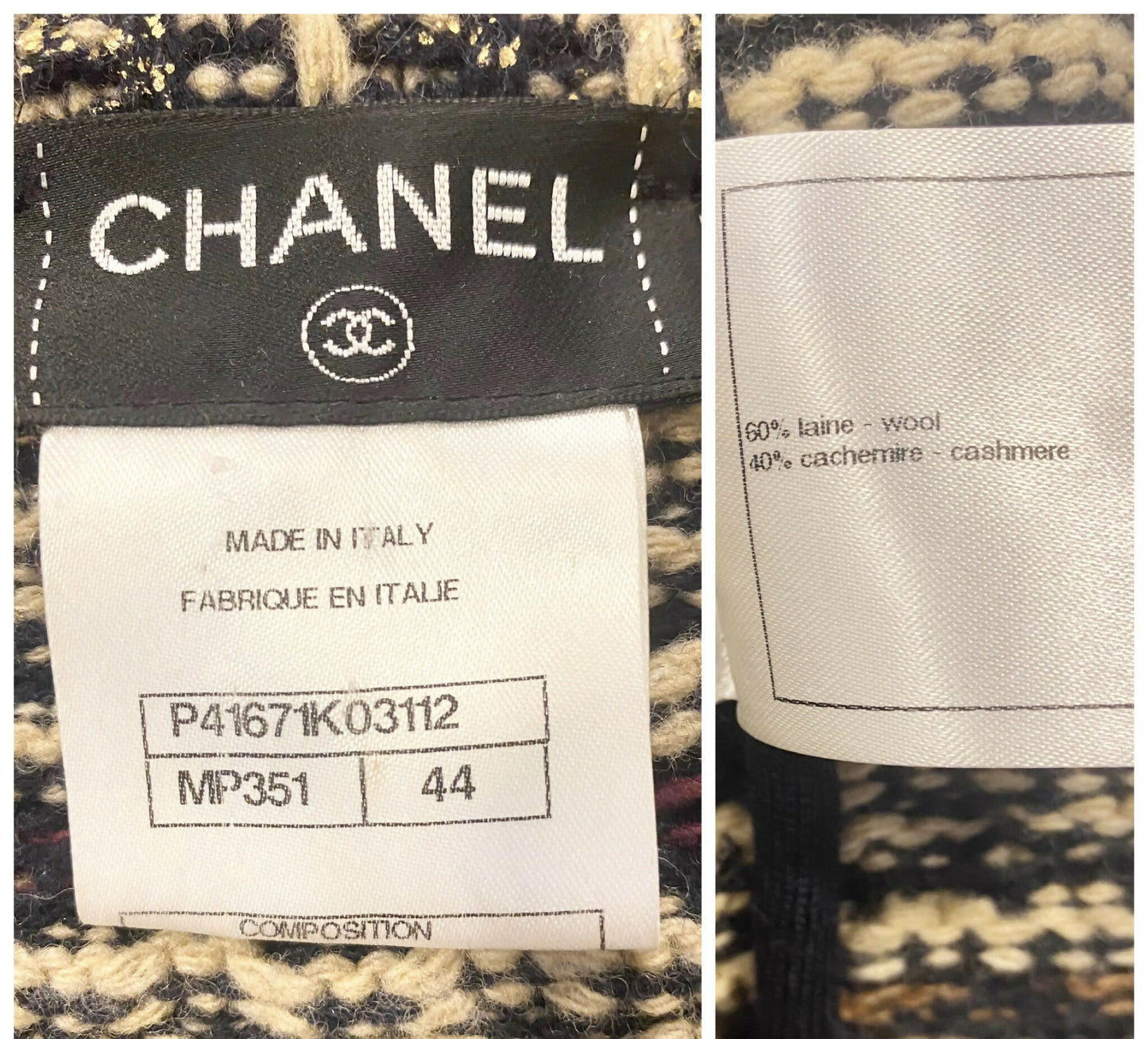 Iconic Chanel 11A Paris-Byzance Multicolor Gold Metallic Wool Tweed Coat FR 44