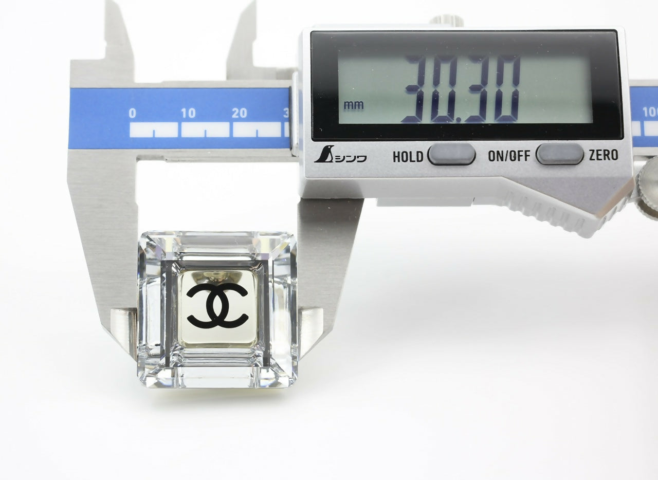 Chanel Vintage 05A Resin Mirrored Square Coco Mark Translucent Brooch