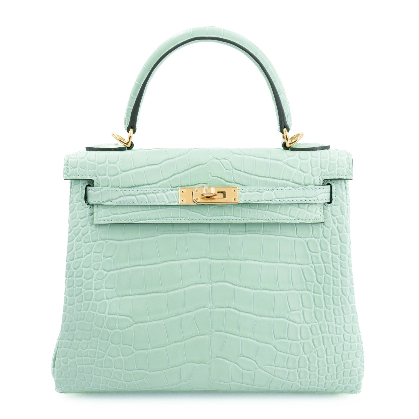 Hermes Kelly 25 Vert d’Eau Matte Alligator Gold hardware