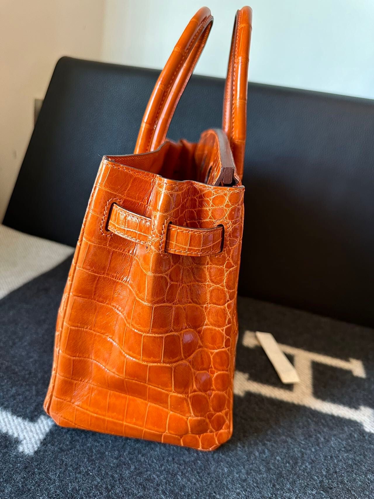 Hermes Birkin 35 Orange Shiny Crocodile Leather Palladium Hardware