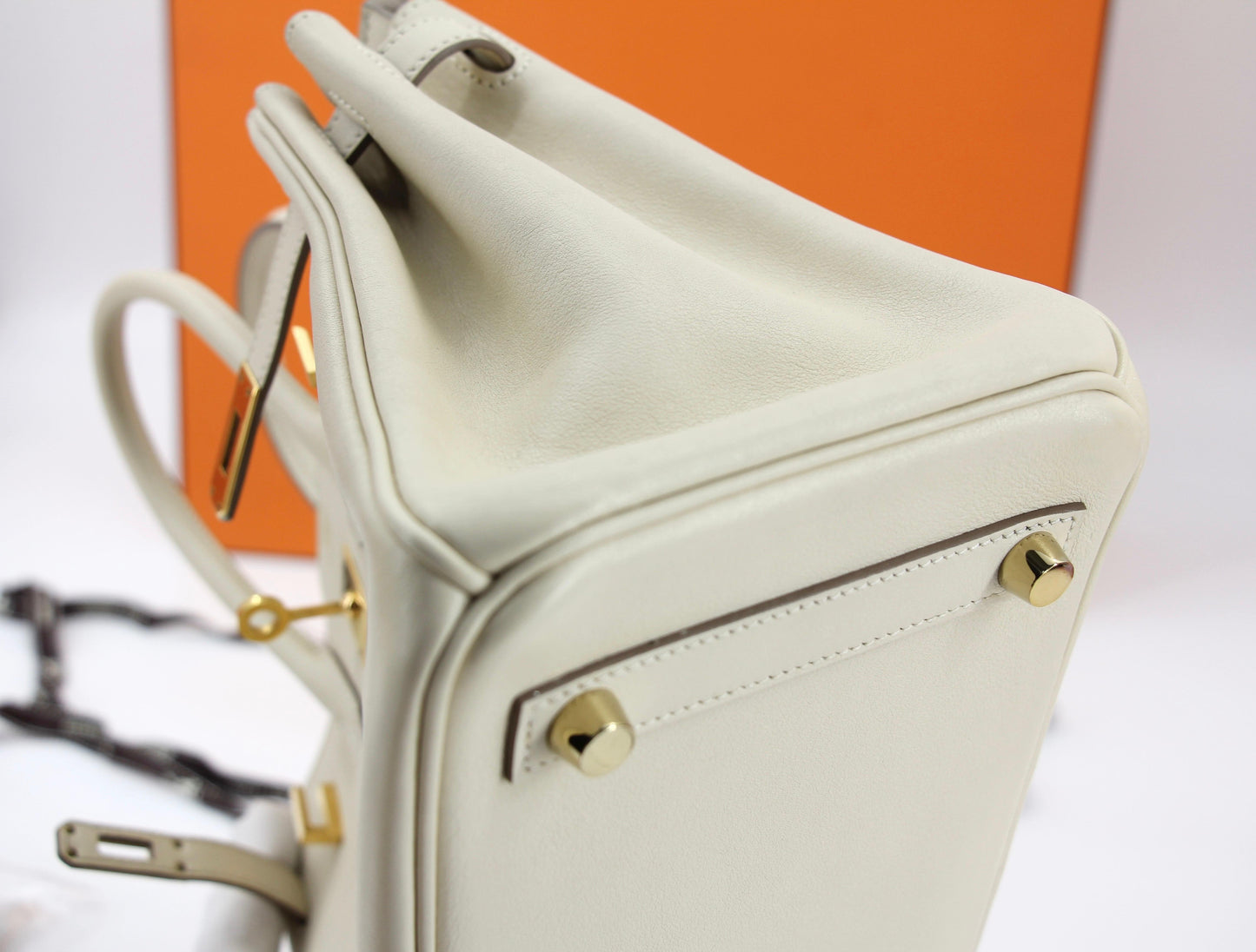 Hermes Birkin 25 Craie Swift leather gold hardware