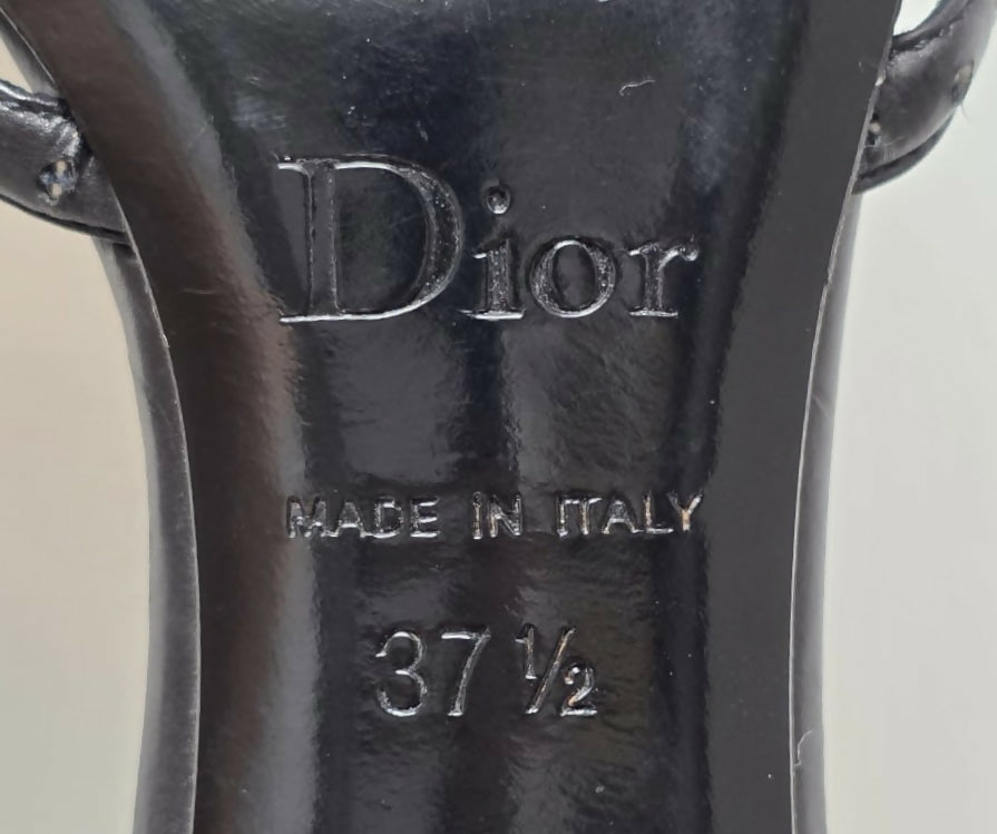 VINTAGE Y2K DIOR TROTTER MONOGRAM BOW POINTED MULE KITTEN HEELS IT 37.5 US 7.5