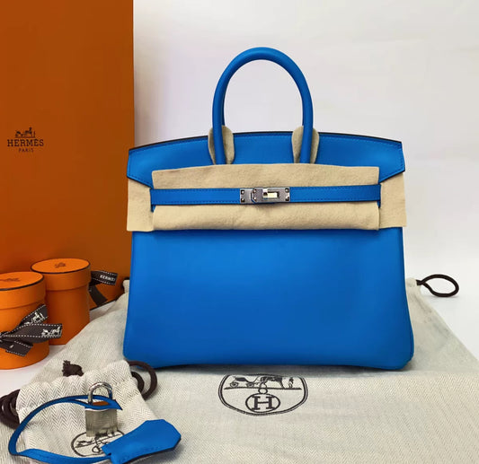 Hermes Birkin 25 Tanzanian blue Swift Leather Palladium Hardware