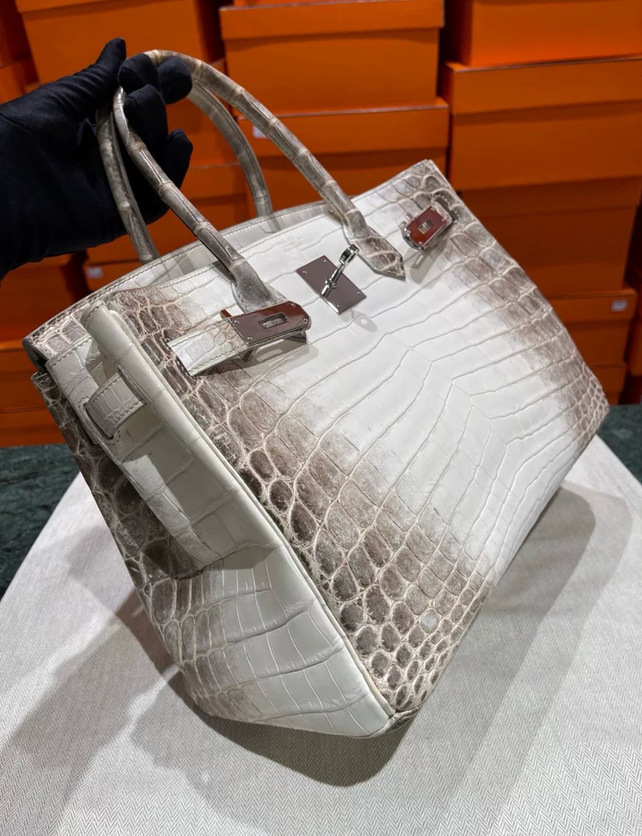 Hermes birkin 30 Himalaya crocodile leather palladium hardware