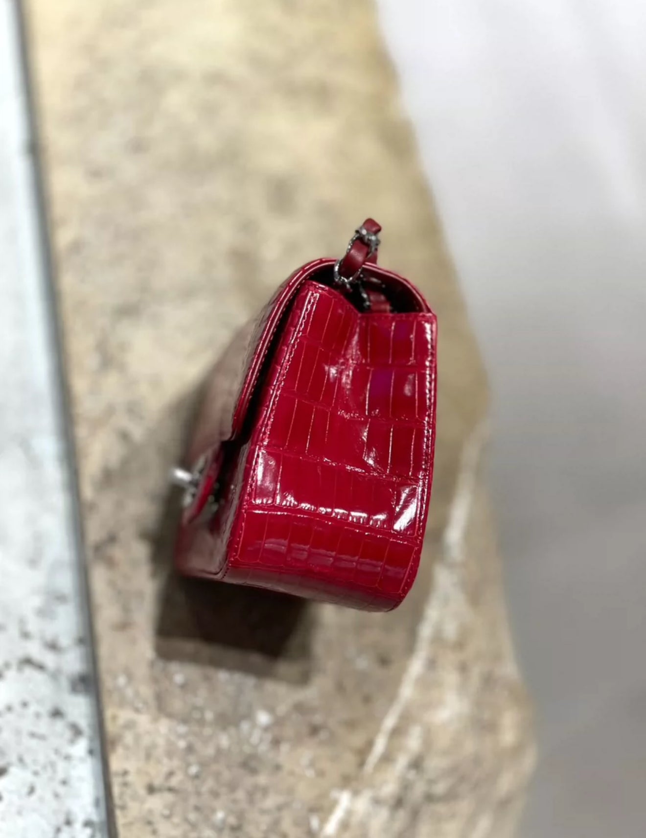 Chanel Red Crocodile mini square bag