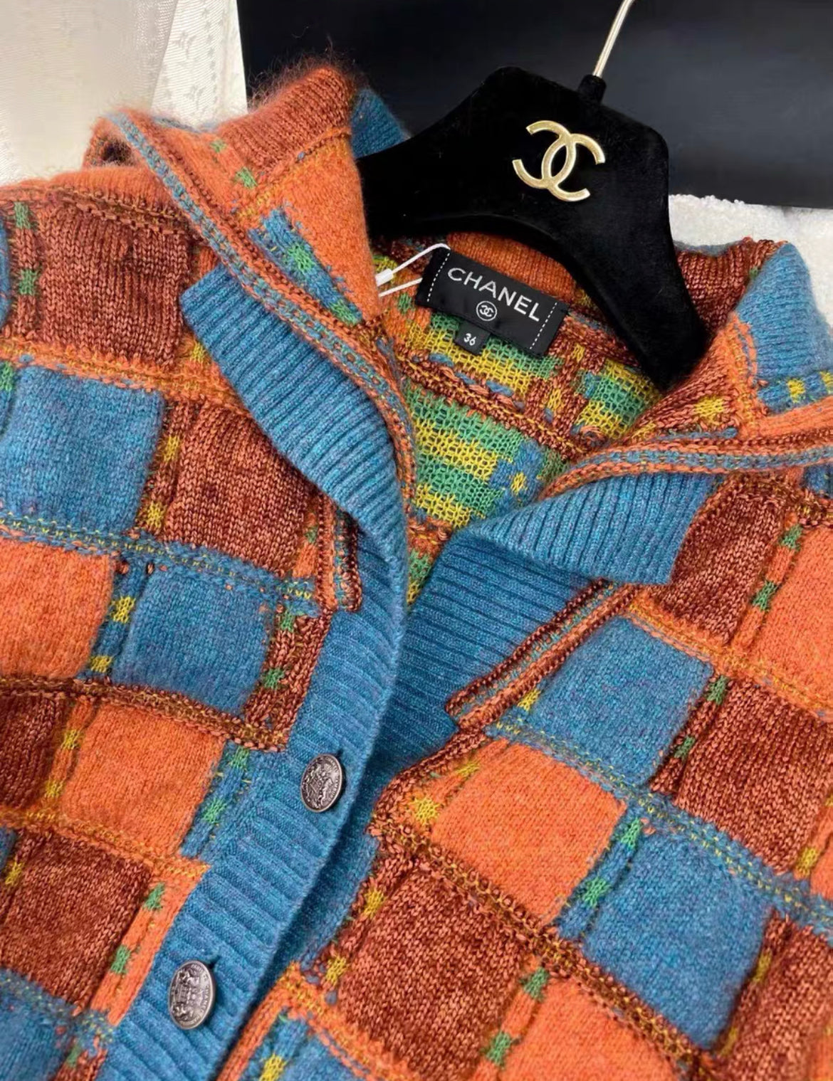 Chanel Paris-Salzburg 2015 Blue, Brown  orange knitted jacket size 36