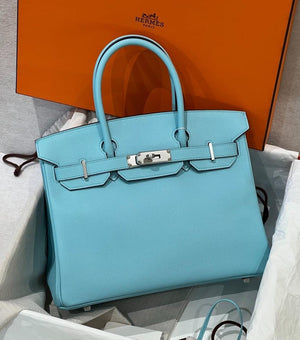 Hermès Birkin 30 Bleu Atoll Epsom Palladium hardware