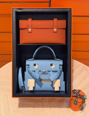 HERMÈS KELLY DOLL PICTO CELESTE EPSOM LEATHER PALLADIUM HARDWARE