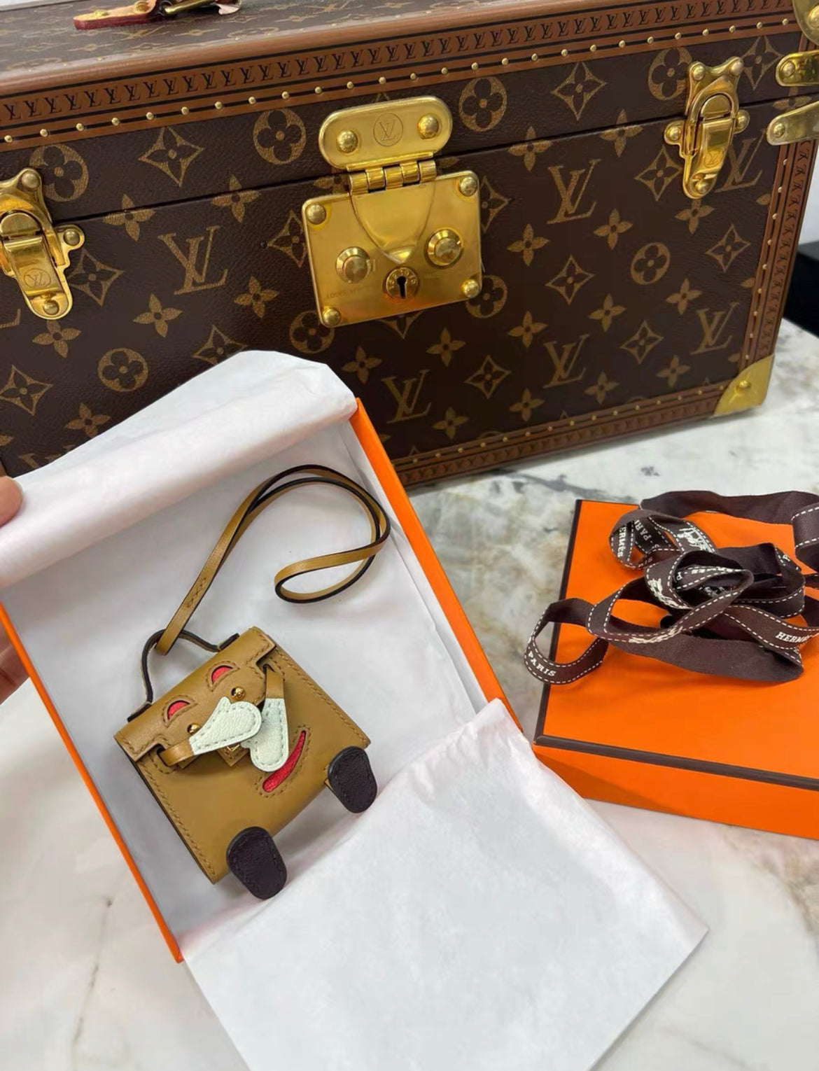 Hermes Limited Edition Quelle Idole Doll Bag Charm Sable Mushroom Havane  Black