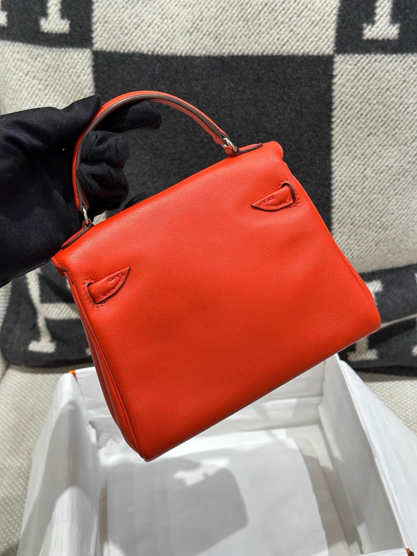 Hermes Kelly Doll capucine  rose azalée Swift leather with palladium hardware