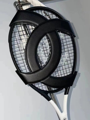 Chanel tennis black leather racket