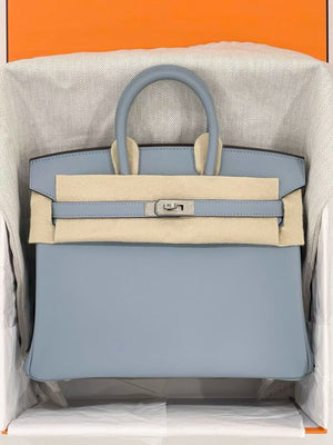 Hermes Birkin 25 Bleu Lin Swift Palladium hardware