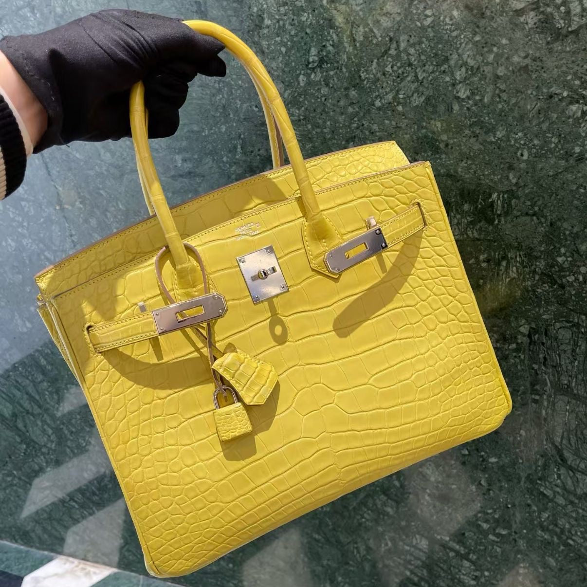 Hermes Birkin 30 limoncello matte alligator palladium hardware