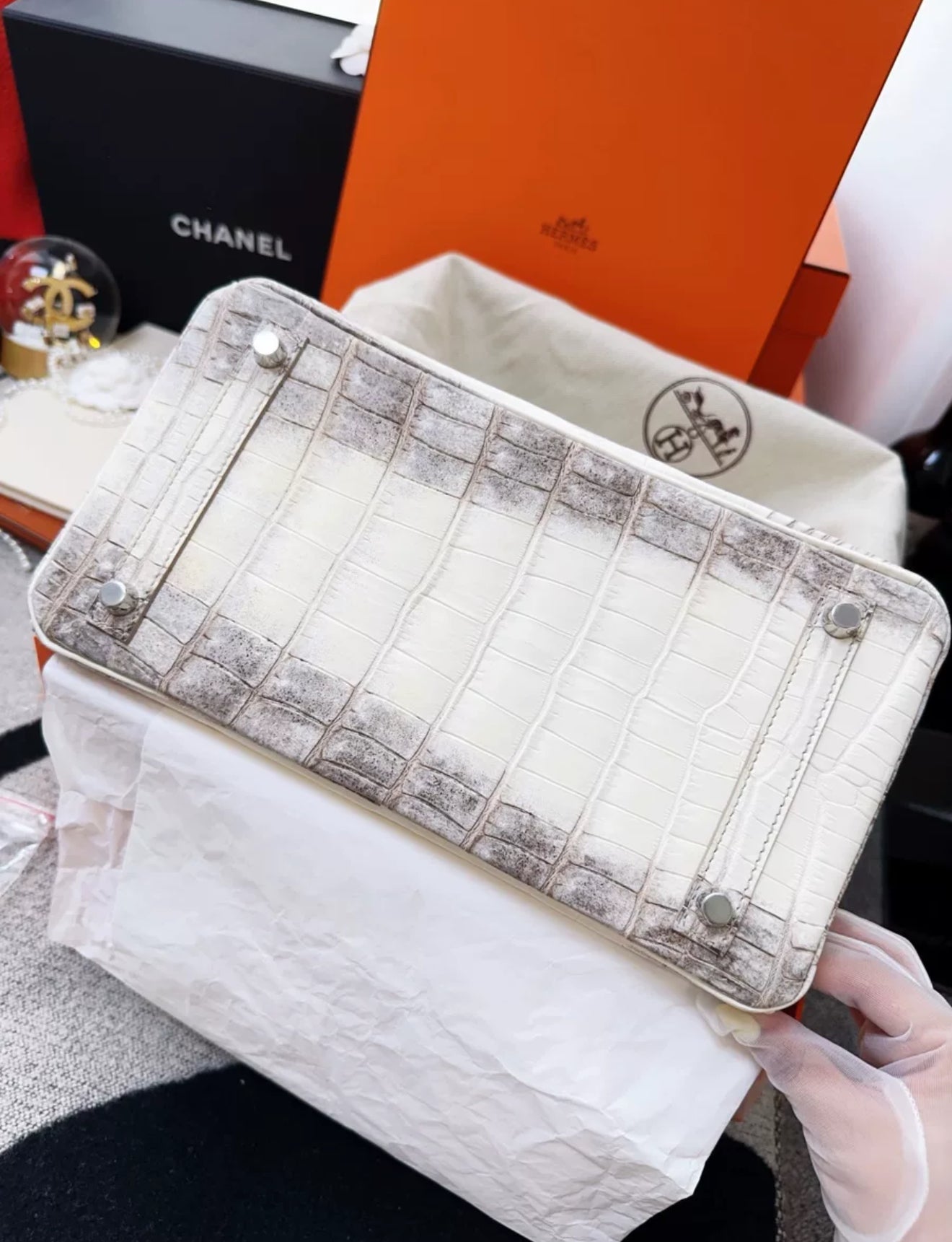 Hermes birkin 30 Himalaya Crocodile Leather Palladium Hardware