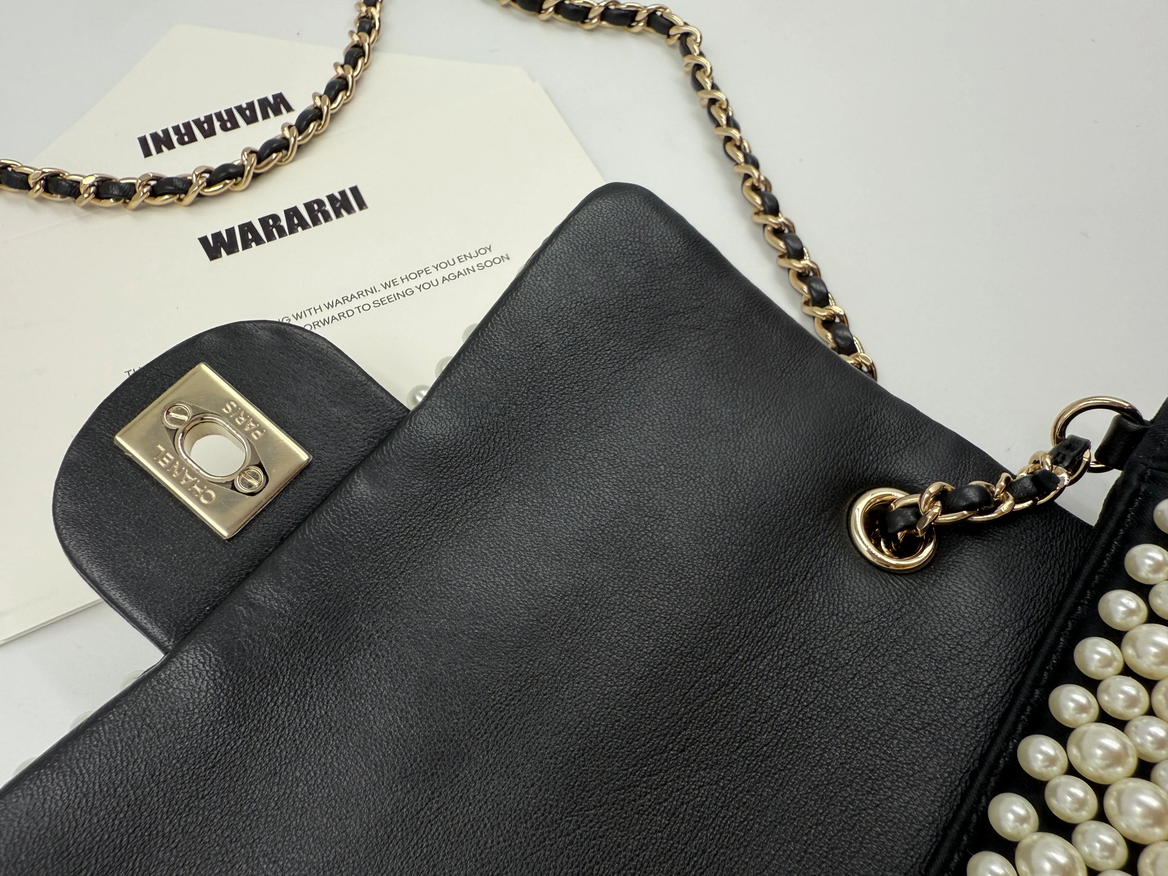 Chanel 19S Pearl-Embellished Mini Rectangular Flap Bag