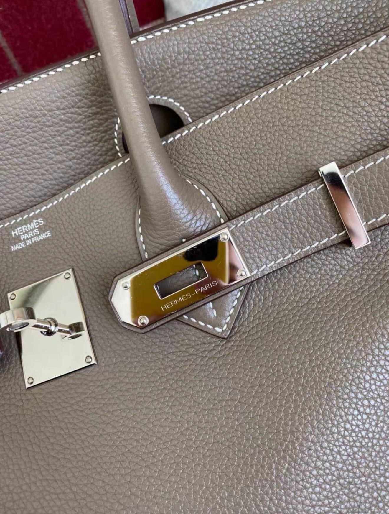 Hermes Birkin Shoulder Etoupe Togo Leather Palladium Hardware