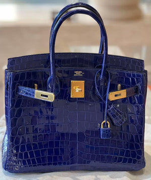 Hermès Birkin 30 Bleu Electrique Shiny Niloticus Gold hardware