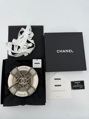 Chanel White Strass and Resin Nautical Wheel Minaudière Bronze Hardware, 2018 Métiers Dart