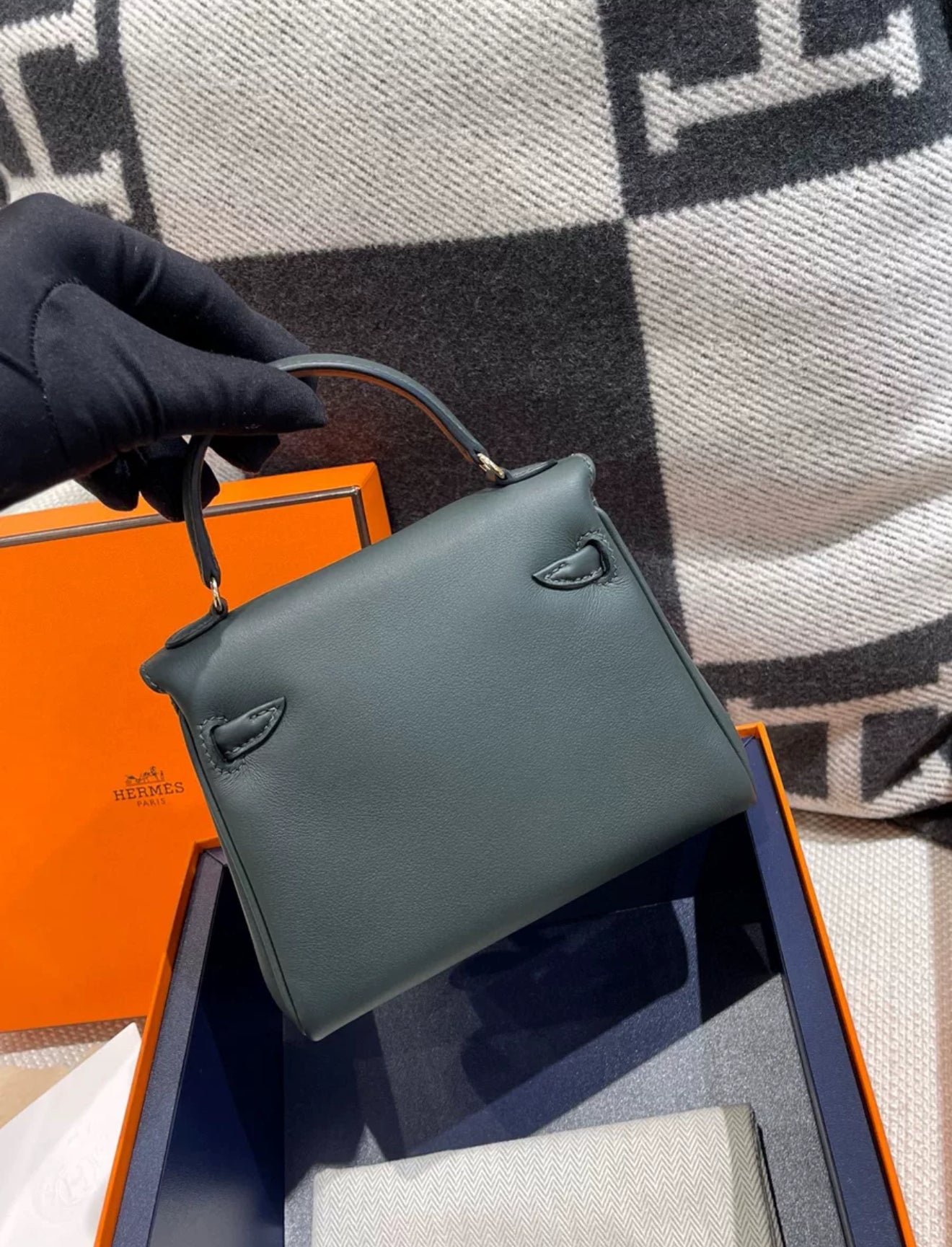 Hermès kelly doll Vert Fonce/Peppermint Swift Leather Palladium hardware Bag
